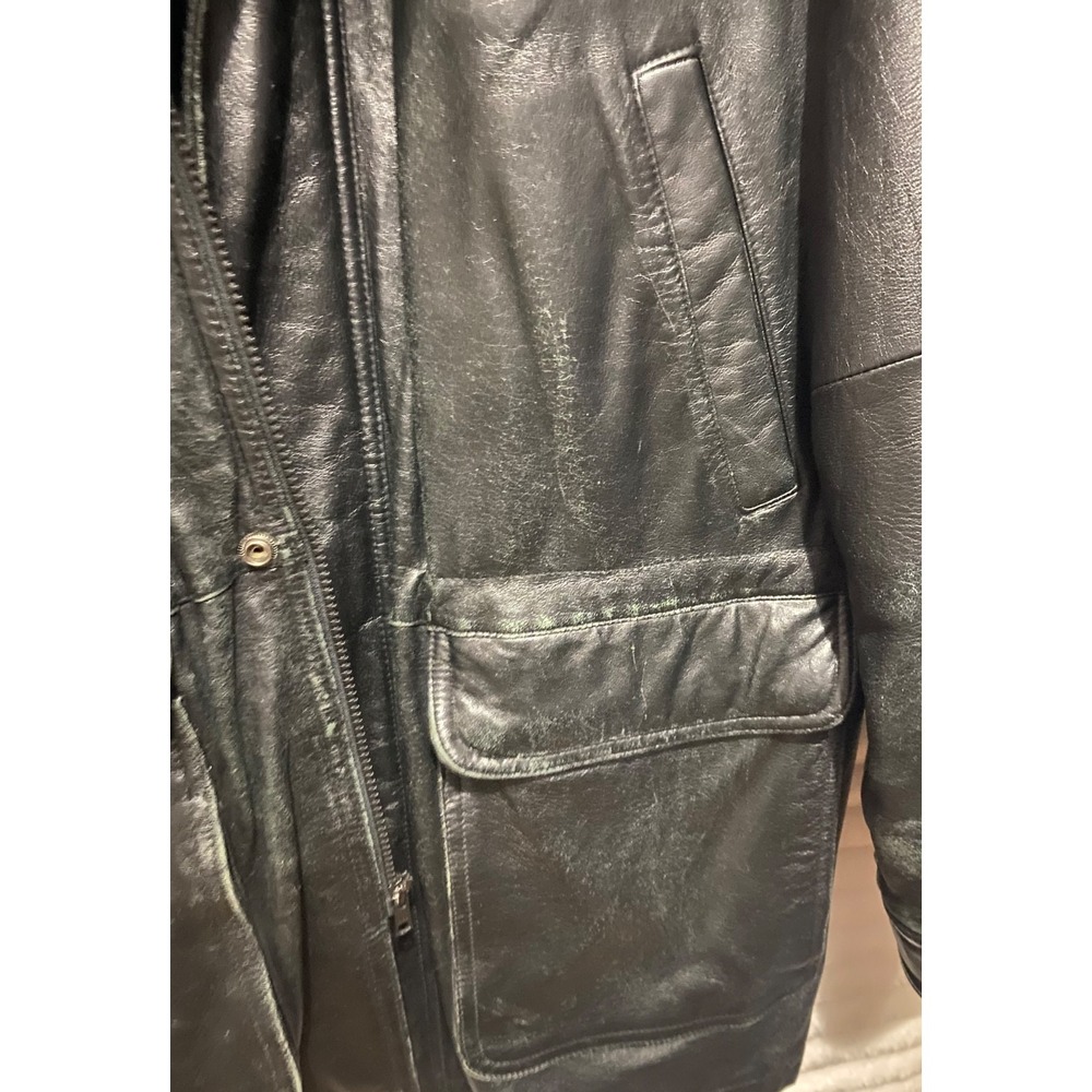 Wilson's Leather Men's Black Leather Coat Large Thinsulate Zip Out Liner Winter - Picture 6 of 15